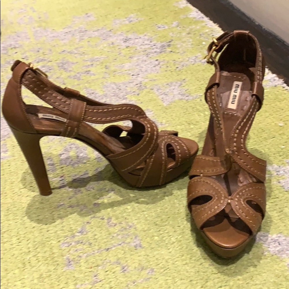 Miu Miu brown heeled sandals